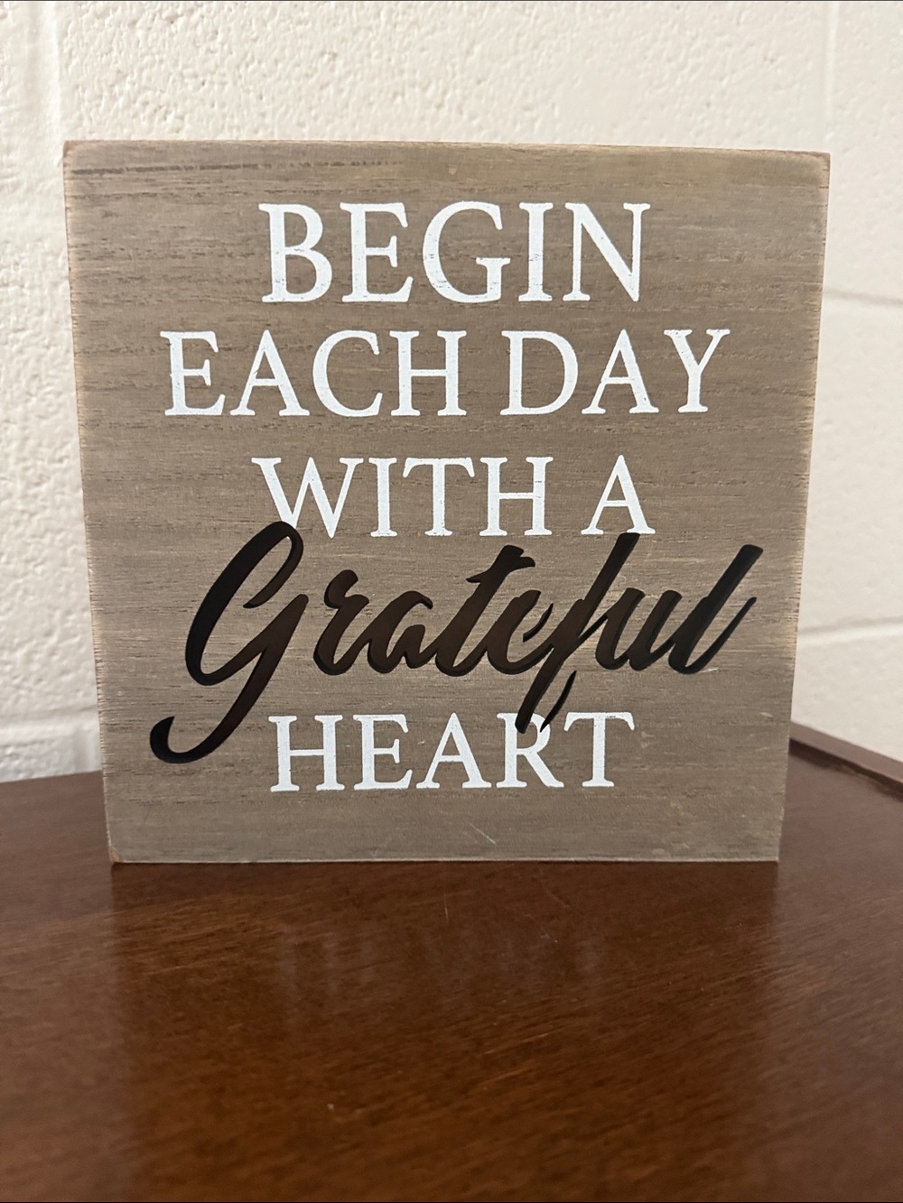 Hallmark Neutral Wood Sign with White and Black Lettering